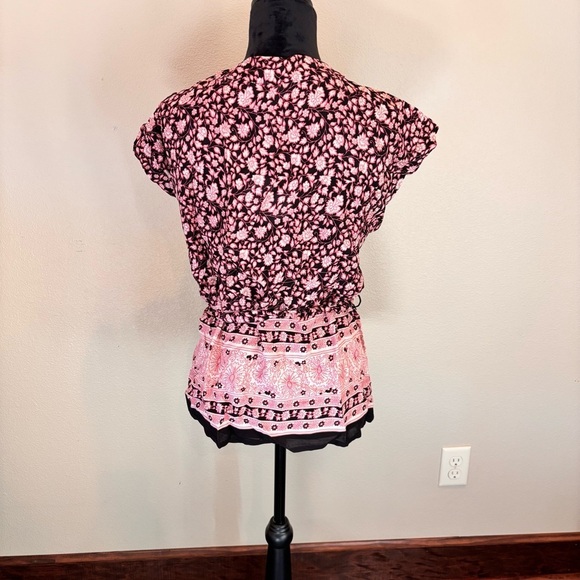 NWT Boho Me Collection Floral Wrap Blouse Top,Medium,Pink/Black, Spring Summer - Picture 5 of 10